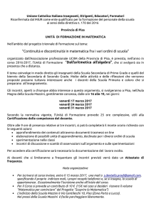 “Continuità e discontinuità in matematica fra i vari ordini di scuola”