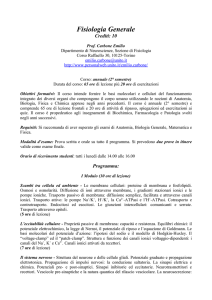 Programma del corso di Fisiologia Generale