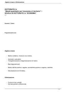Algebra Lineare e Ottimizzazione
