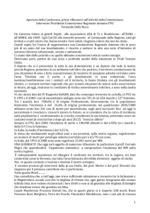 1 Apertura della Conferenza, prime riflessioni sull