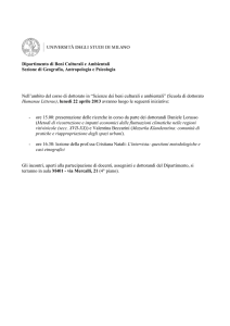 Dipartimento di Beni Culturali e Ambientali Sezione di Geografia