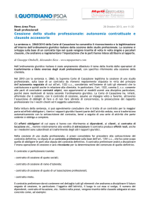 Cessione dello studio professionale: autonomia contrattuale e