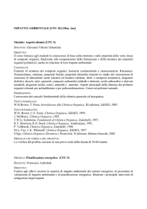 IMPATTO AMBIENTALE (CFU 10) [Mm, Am] Modulo: Aspetti chimici