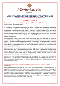LA COOPERAZIONE, NUOVO MODELLO DI SVILUPPO LOCALE?