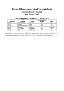 Corso di laurea magistrale in sociologia Economia del lavoro Prof