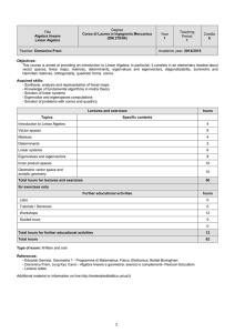 Title Algebra lineare Linear Algebra Degree Corso di Laurea in