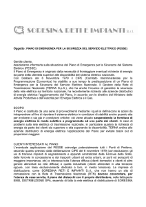 Piano di Emergenza per la Sicurezza del Servizio Elettrico