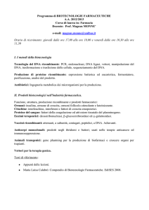biotecnologie farmaceutiche - Dipartimento di Scienze (UNIBAS)