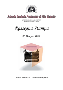 Rassegna Stampa - Azienda Sanitaria Provinciale di Vibo Valentia