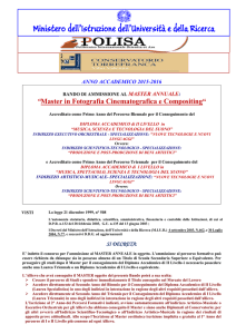 MASTER in "Fotografia Cinematografica e Compositing"