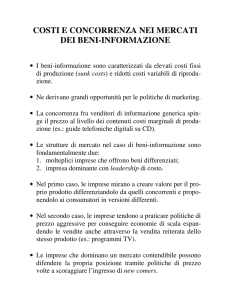 COSTI E CONCORRENZA NEI MERCATI DEI BENI