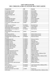 lista degli esami del corso di laurea in scienze dell`educazione