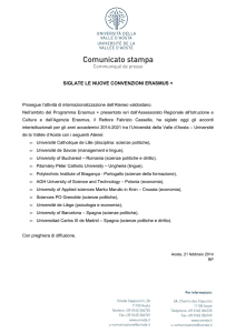 Accordi Erasmus + - Università della Valle d`Aosta