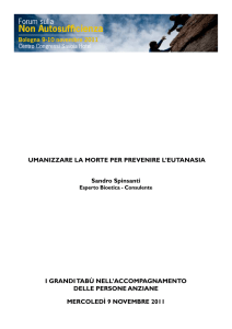Umanizzare la morte per prevenire l`eUtanasia sandro spinsanti