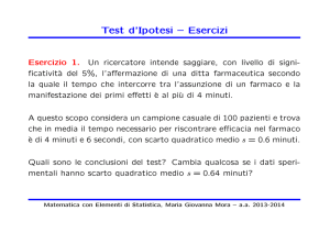 Test d`Ipotesi – Esercizi - Dipartimento di Matematica