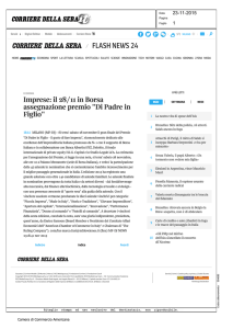 / FLASH NEWS 24 Imprese: il 28/11 in Borsa assegnazione premio