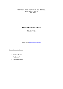 Esercitazioni del corso: STATISTICA