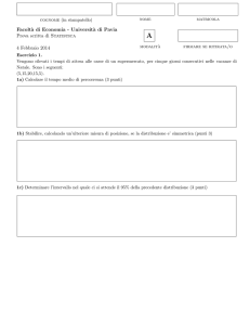 Facolt`a di Economia - Universit`a di Pavia Prova scritta di Statistica