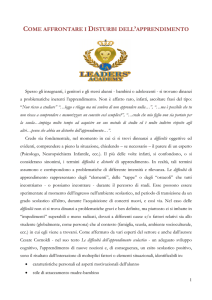 COME AFFRONTARE I DISTURBI DELL`APPRENDIMENTO