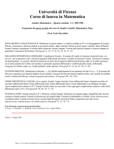 Università di Firenze Corso di laurea in Matematica