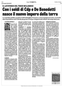 29 mar LA VERITÀ. Con i soldi di Cdp e De Benedetti nasce il nuovo