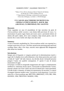roberto pepe *, massimo trentini ** un caso di aracnidismo necrotico