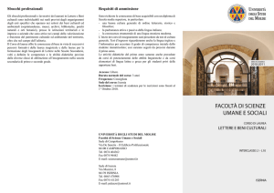 Requisiti di ammissione Sbocchi professionali