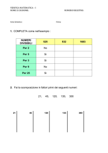 NUMERI DIVISIBILI 525 532 1683 Per 2 No Per 5 Si Per 3 Si Per 9