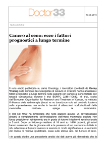 Cancro al seno: ecco i fattori prognostici a lungo termine