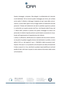 Questo messaggio, compreso i files allegati, è confidenziale ed è