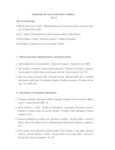 Programma del corso di Meccanica Analitica 2013