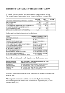 ESERCIZIO 1 CONTABILITA` PER CENTRI DI COSTO