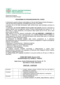 PROGRAMMA ED ORGANIZZAZIONE DEL CORSO In riferimento a
