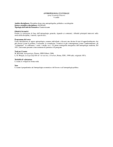 ANTROPOLOGIA CULTURALE (prof. Leonardo Piasere) 4 crediti