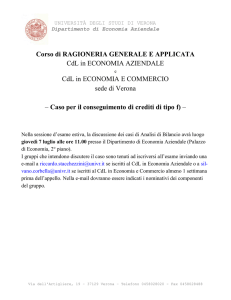 Corso di RAGIONERIA GENERALE E APPLICATA CdL in
