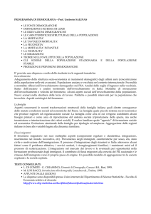 PROGRAMMA DI DEMOGRAFIA – Prof - DI ECONOMIA