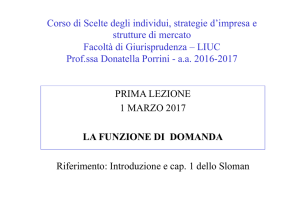 PRIMA LEZIONE 1 MARZO 2017 LA FUNZIONE DI DOMANDA