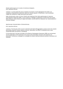 Metodi spettroscopici per lo studio di membrane biologiche. Prof