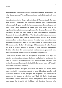 HAIR A testimonianza della versatilità della politica culturale del