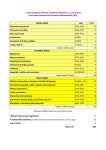 Curriculum Economia e Commercio Internazionale (ECI) piano di studi