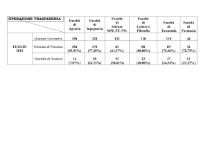 OPERAZIONE TRASPARENZA Facoltà di Agraria Facoltà di