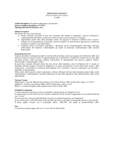 PSICOLOGIA SOCIALE (Prof.ssa Federica de Cordova) 4 crediti