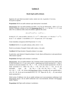 Lezione 11 Ideali degli anelli artiniani.