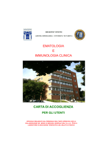 carta di accoglienza ematologia e immunologia clinica