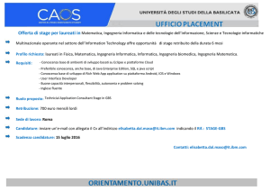Offerta di stage per laureati in Matematica, Ingegneria Informatica e