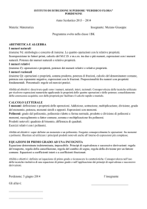 Murano Giuseppe Programma svolto nella classe 1BK ARITMETICA E