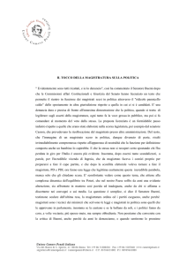 IL TOCCO DELLA MAGISTRATURA SULLA POLITICA
