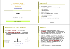 Argomenti Stima Puntuale e per Intervallo Inferenza - UniFI