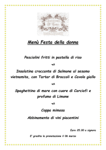 Menù Festa della donna - Albergo Ristorante Il Cervo