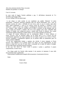 Alla cortese attenzione del dott. Marco Accossato